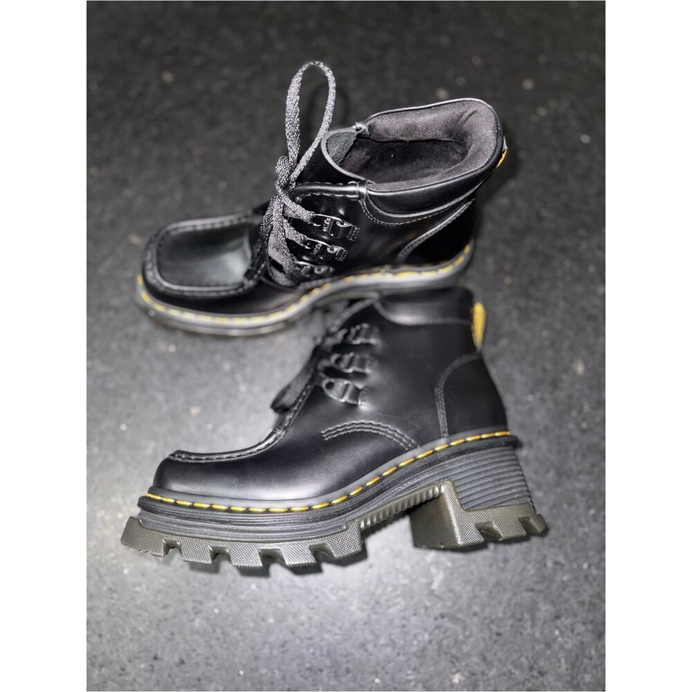 NEW Dr. Martens CORRAN 3 EYE HEELED Black Lace-Up Chunky Platform Boots SZ 9 - Picture 8 of 16